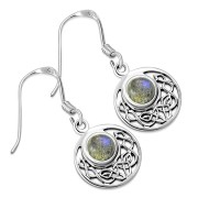 Black Onyx Round Celtic Knot Silver Earrings - e400